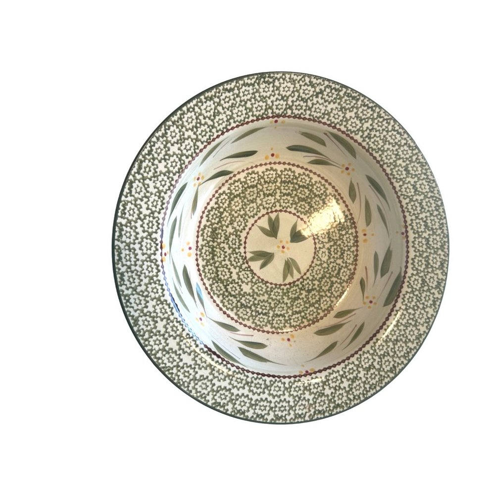 Temptations Old World Green 1.5qt Bowl No Chips‎ or Cracks